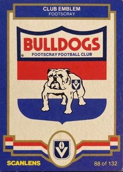 1986 Scanlens VFL #88 Footscray Bulldogs Front